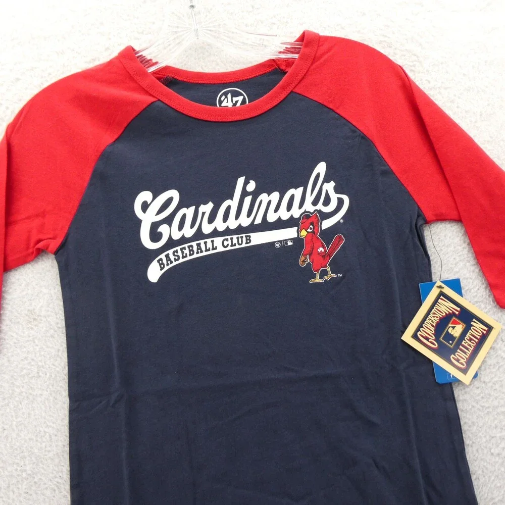 St‎ Louis Cardinals Shirt Boys Medium Blue '47 Brand 3/4 Sleeve Kids Youth New